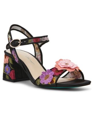 Women's Blare Floral Applique Block Heel Sandals