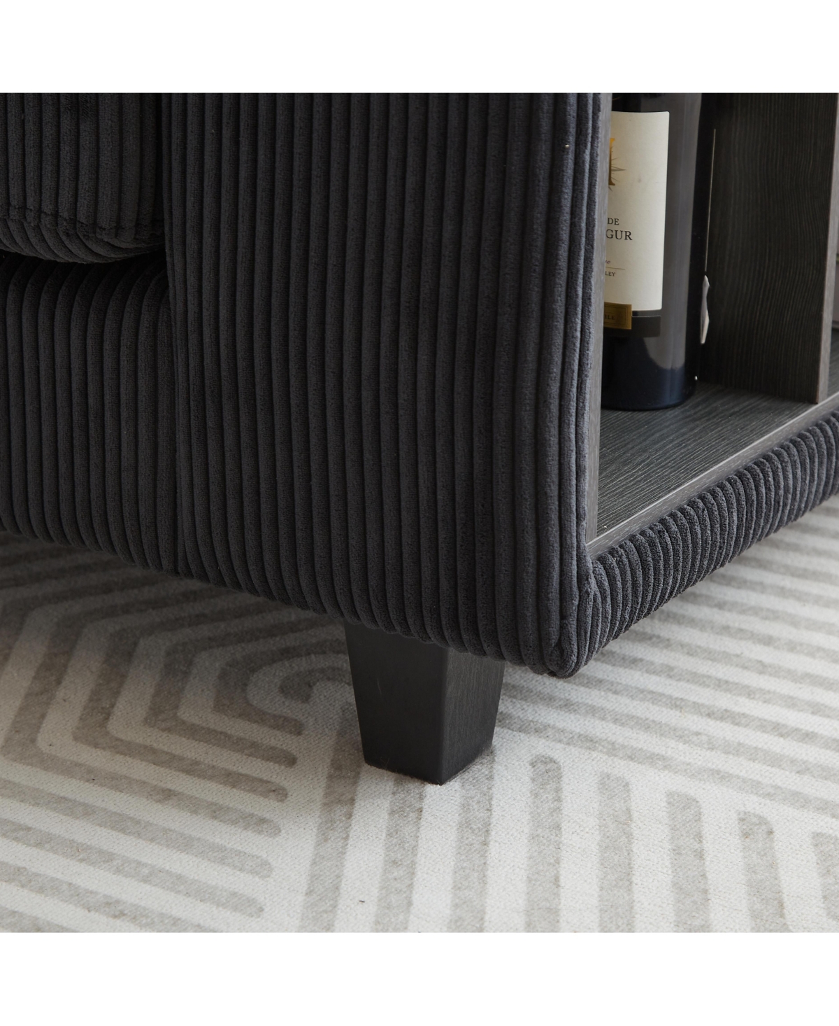 Streamdale Furniture L-Shaped Corduroy Sectional Sofa with Storage & Cup Holder