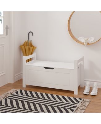 Kids Toy Organizer Chest White Wood Storage Trunk