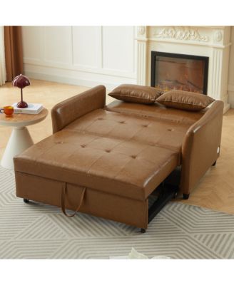 51.57" Convertible Sleeper Bed, Adjustable Oversized Armchair with Three USB Ports for Small Space