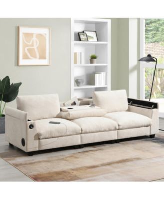 Streamdale Chenille Sectional Sofa with Drop Down Table & Bluetooth (96" L x 35" W)