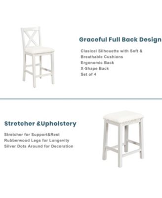 Streamdale 5 Pieces Counter Height Rustic Farmhouse Dining Room Wooden Bar Table Set with 2 stools and 2 Chairs, White