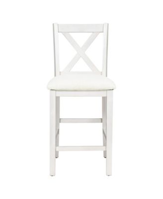 Streamdale 5 Pieces Counter Height Rustic Farmhouse Dining Room Wooden Bar Table Set with 2 stools and 2 Chairs, White