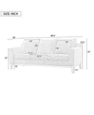 Mira Comfy 3-seat Sofa with Wooden Legs, Modern for Living Room and Study