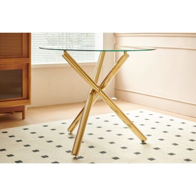 Mid-Century Dining Set with Glass Table Top (5 Pieces