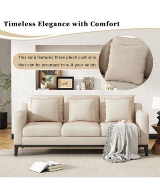 Streamdale  Furniture Mira Comfy 3-Seat Sofa with Wooden Legs, Modern Style for Living Room or Study