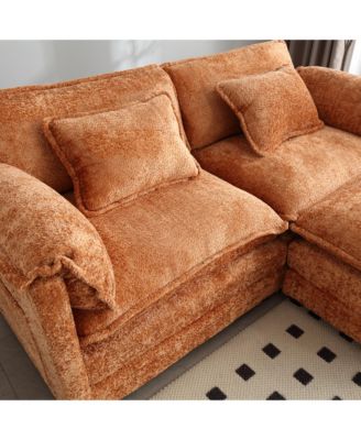  Chenille fabric, removable armrests with side pockets, high density sponge filling, oversized double sofa with footstool