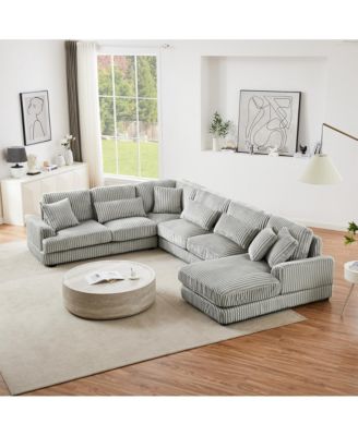 Streamdale 129" U-Shaped Sectional Sofa in Corduroy with Chaise