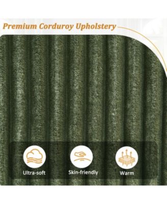 Corduroy Sofa Couch 133" w/ USB Storage & Cup Holders