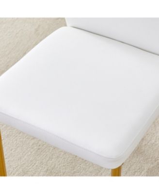 Luxury Glass Dining Set - Gold Legs 4 White PU Chairs