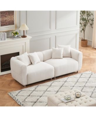 89" White Sofa with Metal Legs & Pillows