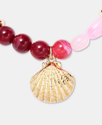 Beaded Shell Charm Stretch Bracelet