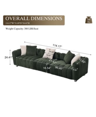 114" Corduroy Three-Seater Sofa & Durable