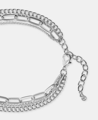 Silver-Tone Layered Dog Tag Pendant Necklace, 16" + 2" extender