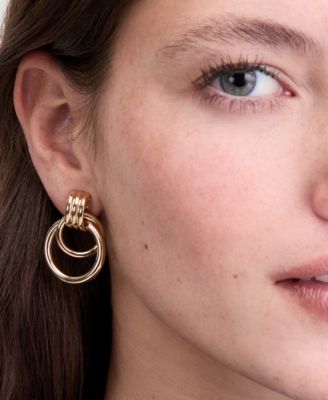 Gold-Tone Doorknocker Drop Earrings
