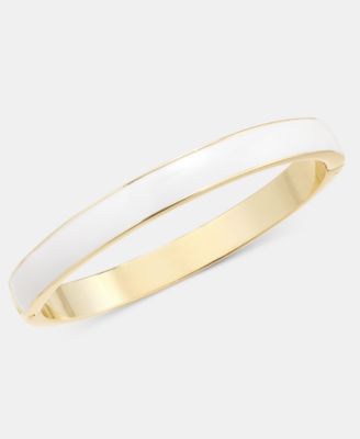 Gold-Tone White Enamel Bangle Bracelet