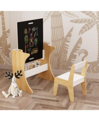 Kids Wooden Table & Chair Set - Convertible Tabletop