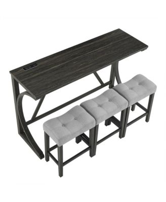 Industrial Bar Table Set with Power Outlet