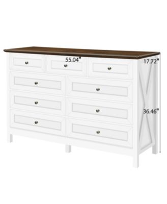  Rustic White 9-Drawer Dresser