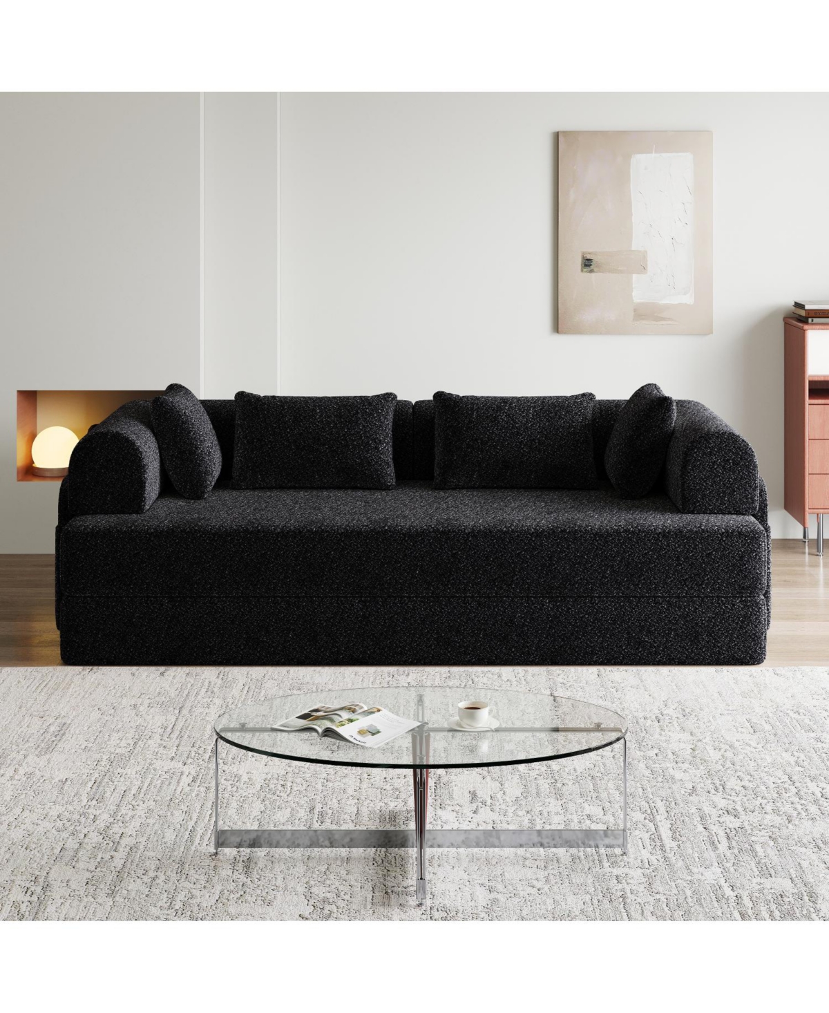 Streamdale Furniture 78.7" Convertible Sleeper Sofa Bed with Pillow & Side Pocket