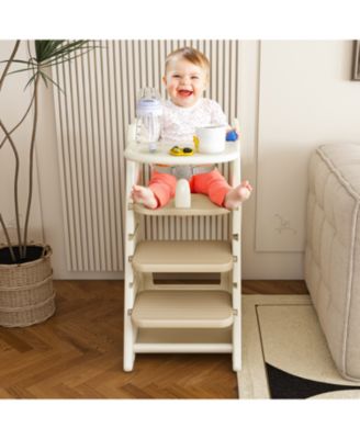 Adjustable Height High Chair with 5-Point Harness & Tray