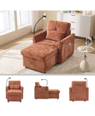  Multifunctional Chenille Recliner Sofa with Storage & Phone Bracket