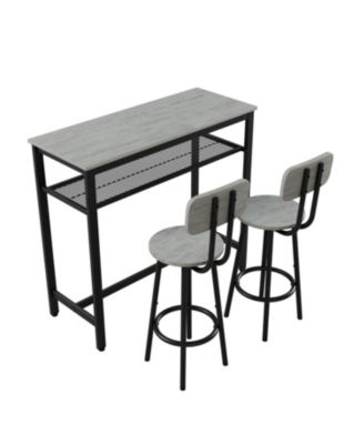 Streamdale Bar Table & 2 Stools Set, Space Saving Pub Dining