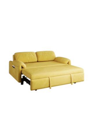 Streamdale Yellow Velvet Sofa Bed - Converts to Retractable Bed