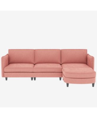 107.8" 3 Seater L-Shaped Sofa Couch with Ottoman & Pockets