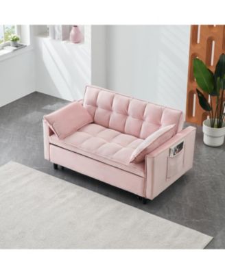 Modern Velvet Sleeper Sofa with Pillows & Pockets