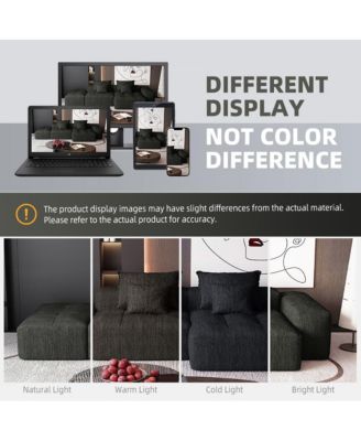 Modern Oversized Chenille Sectional Sofa with Ottoman & Pillows