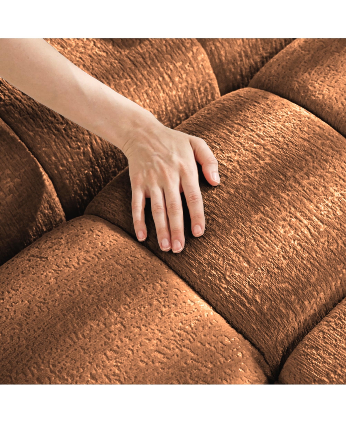 Streamdale Ergonomic Sofa with Ottoman, High-Resilience Cushions, Burnt Orange