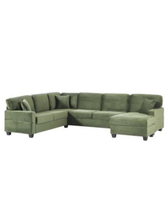 Streamdale U-Shaped Sectional Sofa with Ottoman & Storage - Green