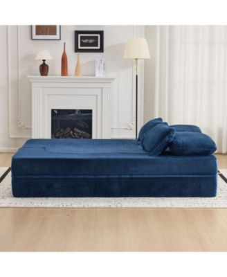 Queen Chenille Foldable Sofa Bed - Convertible Futon Couch