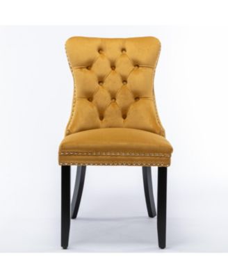  Contemporary Gold Velvet Dining Chairs, Set of 2
