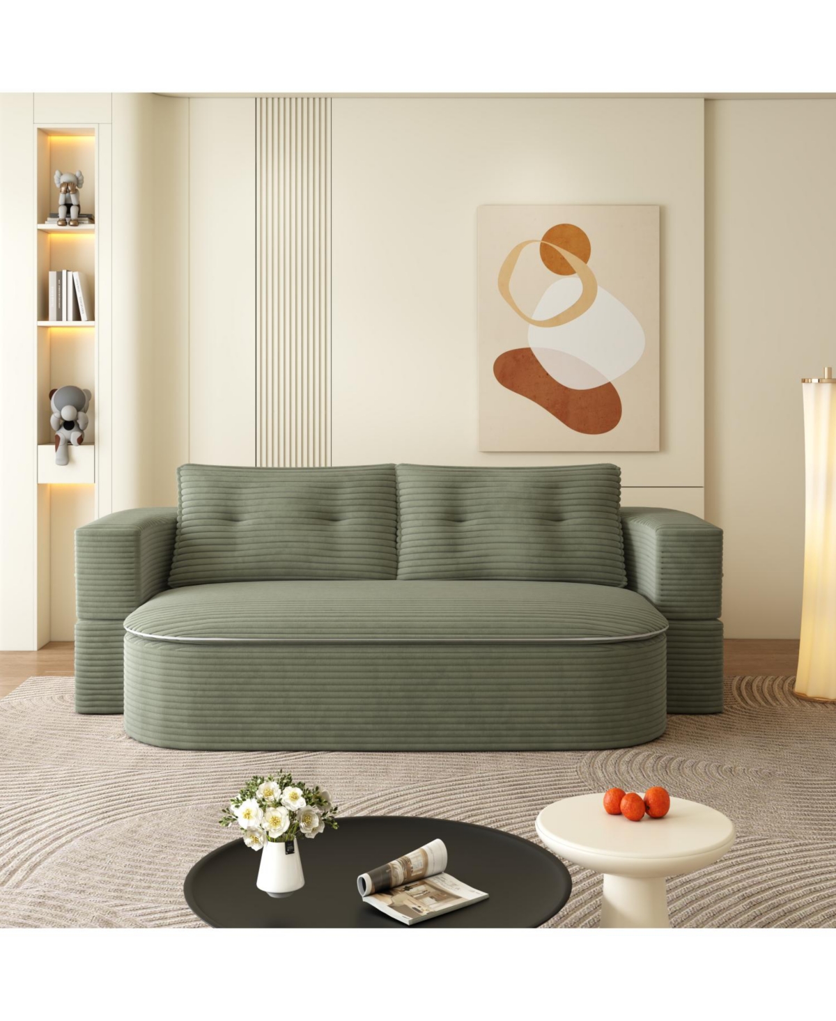 Streamdale Furniture 78.7" Modern Foldable Sofa Bed with Blanket & Pillows