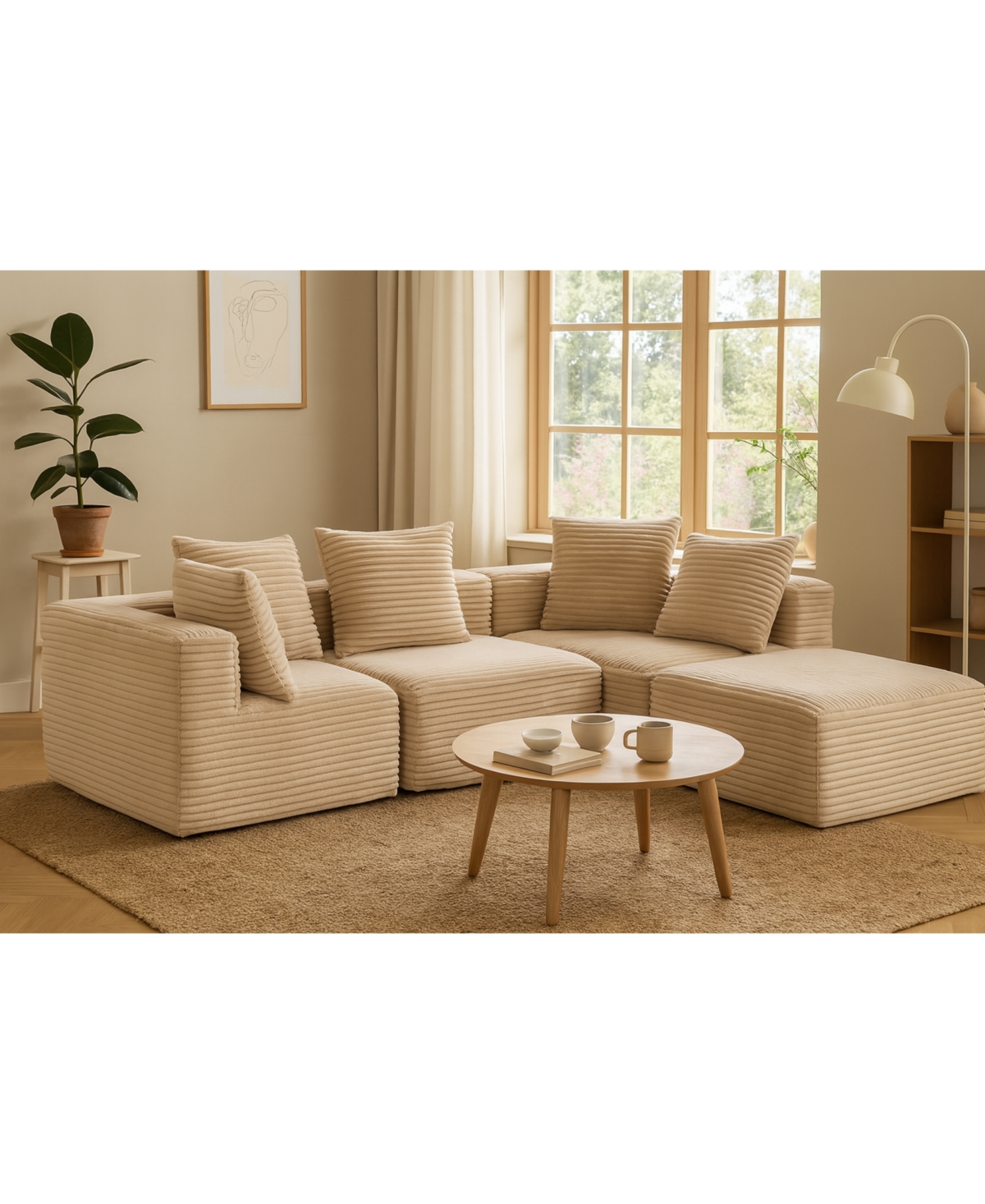 Streamdale Furniture Corduroy Modular Lounge Sofa - No Assembly