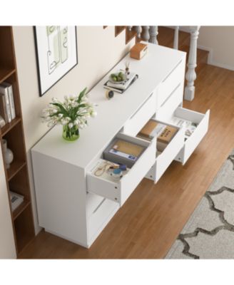 Streamdale White 9-Drawer Dresser - Modern Long Chest for Bedroom/Living Room