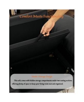 Black Faux Leather Storage Loveseat - Modern 2-Seater Sofa
