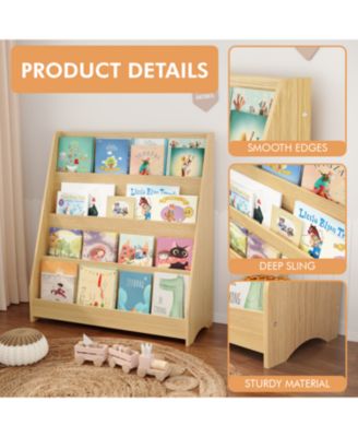Streamdale 4-Tier Kids Bookshelf, Toddler Book Display, Natural