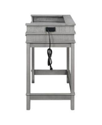 4-Piece Retro Dining Table Set with 3 Storage Drawers (Light Grey)