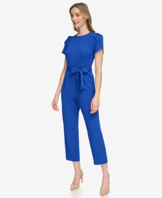 Women's Belted Tulip-Sleeve Jumpsuit