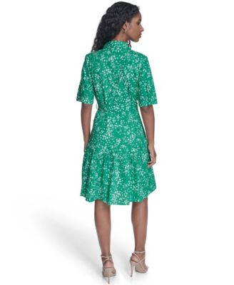 Women's Short-Sleeve Tiered Shirt Dress