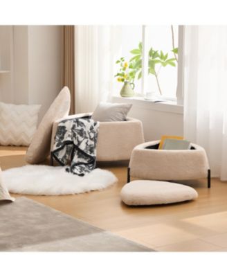 29.9" Wide Storage Ottoman Set with Metal Legs