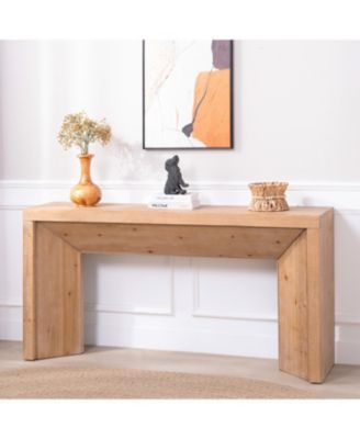 62" Modern Rustic Console Table – Solid-Look Engineered Wood Entryway Table