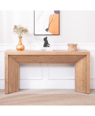 62" Modern Rustic Console Table – Solid-Look Engineered Wood Entryway Table