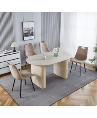 MDF Pedestal Dining Table - Modern Style for 4-6