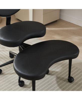 Meditation Chair Plus - Cross Legged, Wheeled, Lumbar Support, Black PU