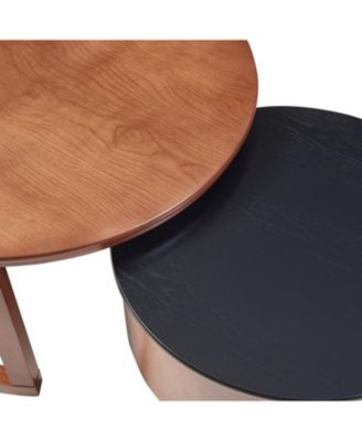 Streamdale Vintage Round Nesting Coffee Table Black & Walnut 31.5"