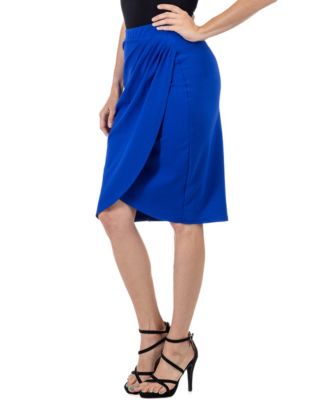 Women's Elastic Waist Knee Length Tulip Pencil Skirt